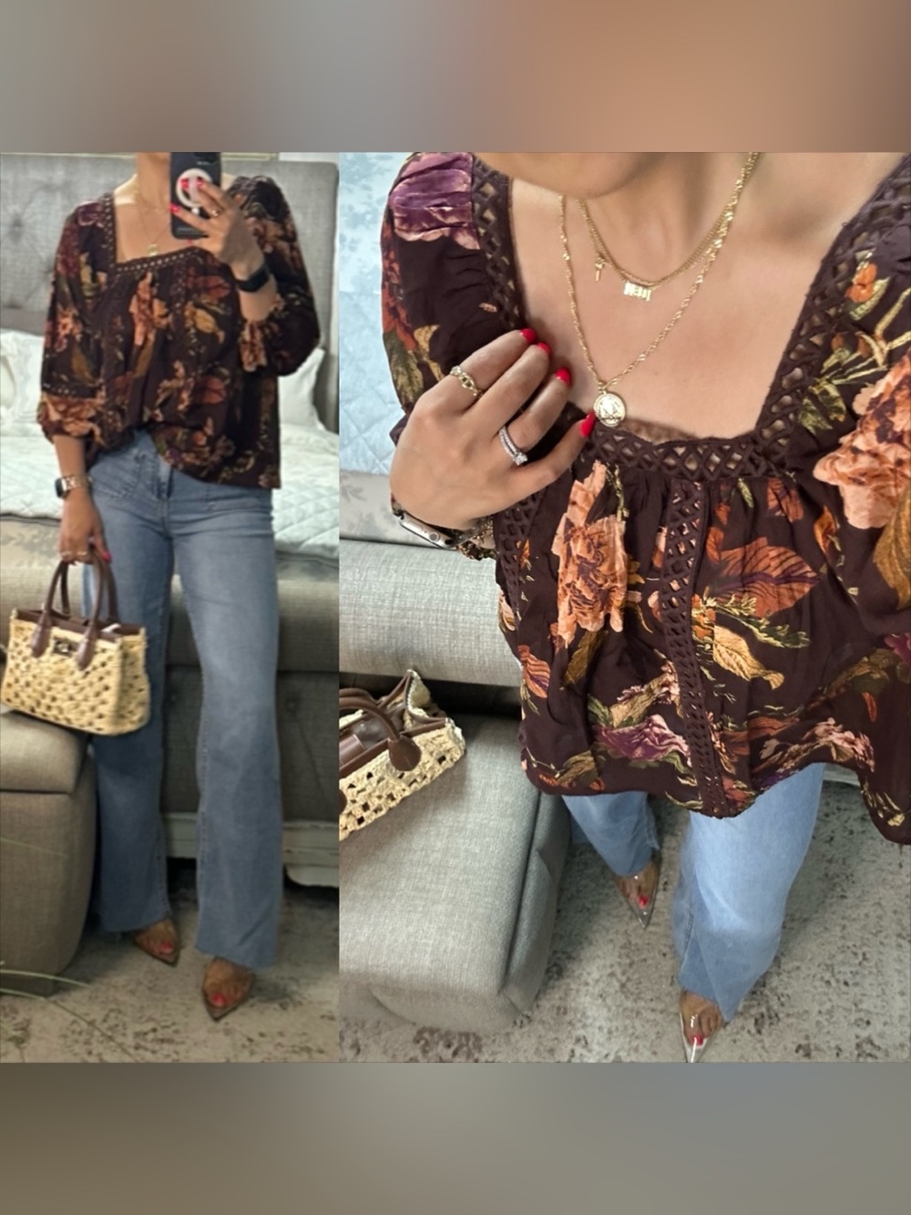 New🩷 Romantic Floral Peasant Blouse | Cottagecore Boho Top